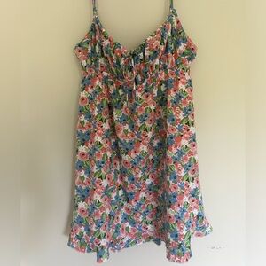Floral tank dress with tie in the front